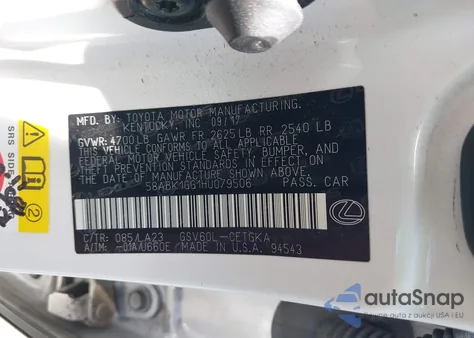 2017 Lexus Es 350 from USA, damaged, VIN 58ABK1GG1HU079506